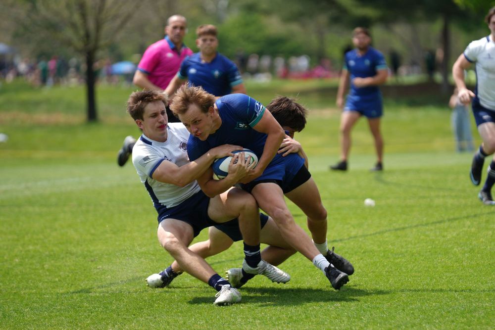 A GURFC player making a double tackle